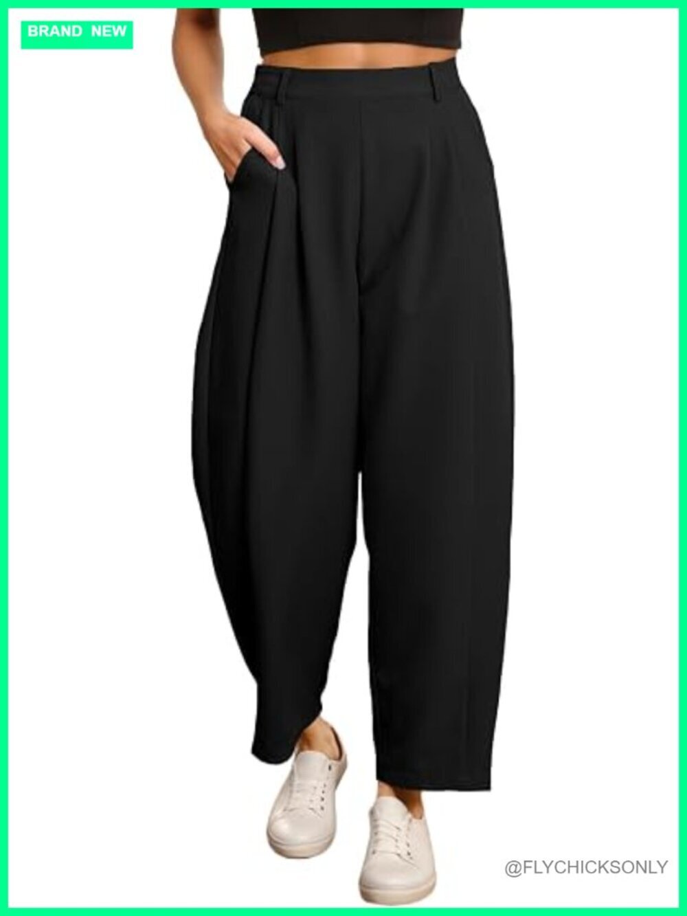 Wide Leg Barrel Pants Elastic High Waisted Business Casual Work Trousers with